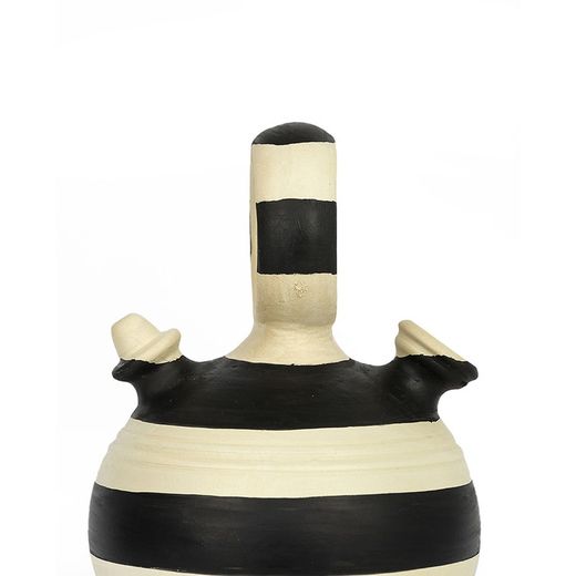 Pichet en argile crème/noire, Ø15x28cm