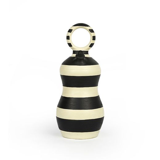 Cremefarbener/schwarzer Tonkrug, Ø15x31cm