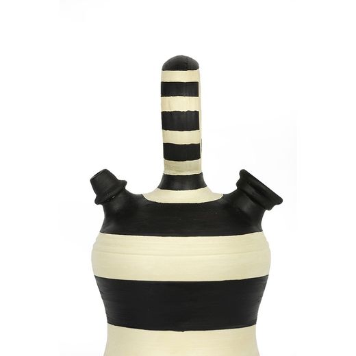 Cremefarbener/schwarzer Tonkrug, Ø15x31cm