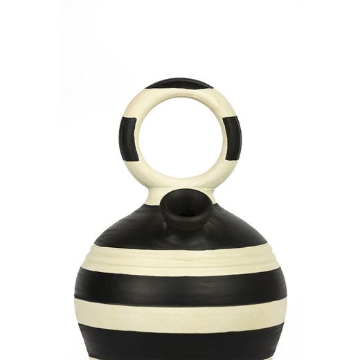 Kräm/svart lerkanna, Ø19x35cm