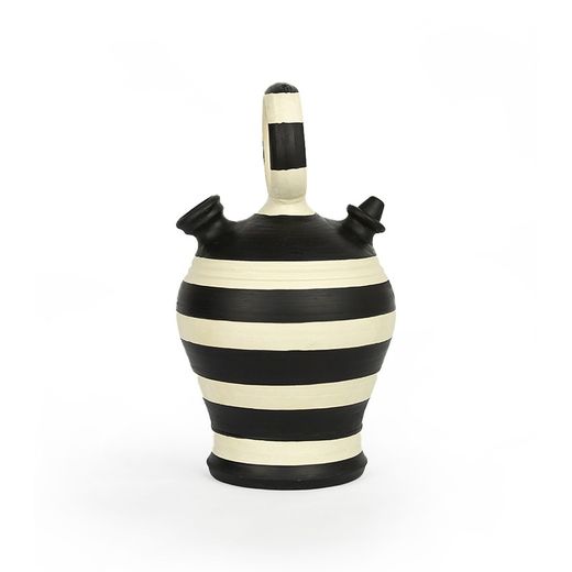 Kräm/svart lerkanna, Ø19x35cm