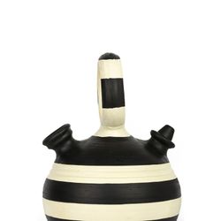 Kräm/svart lerkanna, Ø19x35cm