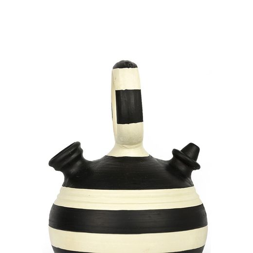 Kräm/svart lerkanna, Ø19x35cm