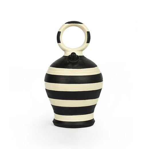 Kräm/svart lerkanna, Ø19x35cm