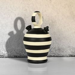 Kräm/svart lerkanna, Ø19x35cm