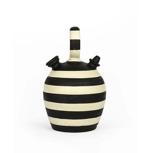 Kräm/svart lerkanna, Ø23x38cm