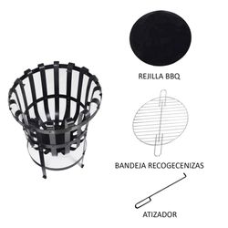 Braseiro de exterior em ferro preto, Ø 40 x 53 cm | Dana