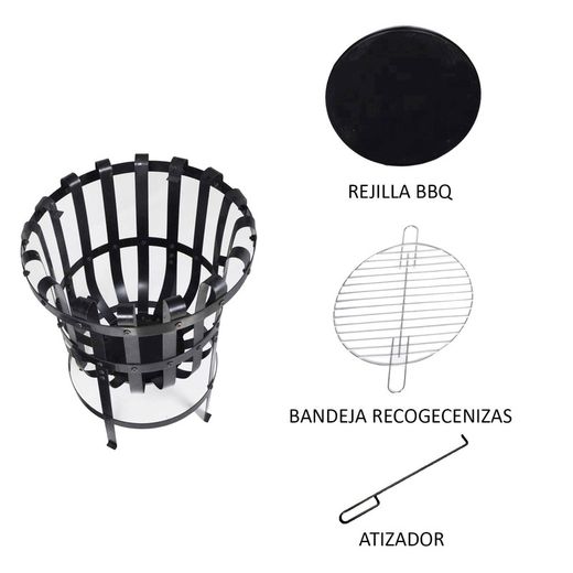 Braseiro de exterior em ferro preto, Ø 40 x 53 cm | Dana