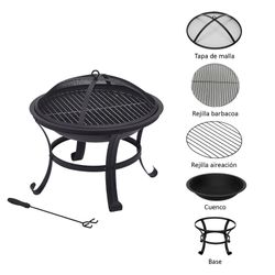 Utomhusbricka i svart järn, Ø 56 x 47 cm | brand
