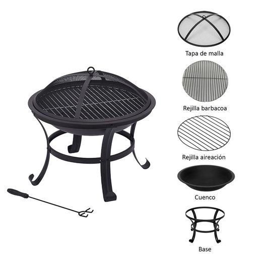 Utomhusbricka i svart järn, Ø 56 x 47 cm | brand