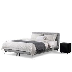 BREDA | Upholstered bed with black and white zigzag pattern 180 x 200 cm