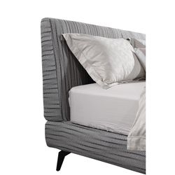 BREDA | Upholstered bed with black and white zigzag pattern 180 x 200 cm