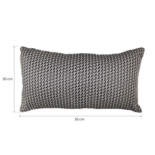 BREDA | Coussin à imprimé géométrique triangulaire écru et noir 55 x 30 cm