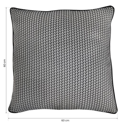 BREDA | Cushion cover with ecru and black triangular geometric print 60 x 60 cm