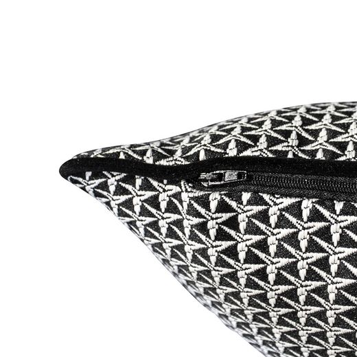 BREDA | Cushion cover with ecru and black triangular geometric print 60 x 60 cm