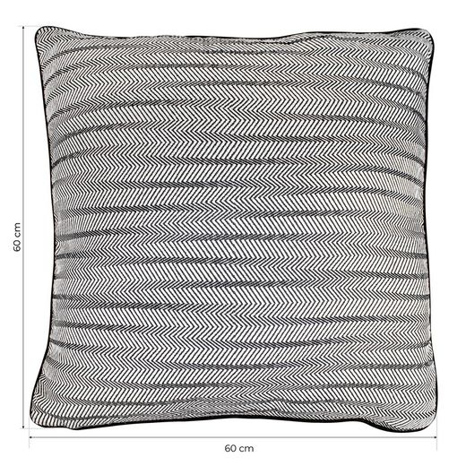 BREDA | Housse de coussin imprimé lignes en zigzag noir et blanc 60 x 60 cm