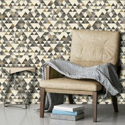 BRUNI-Czarna, beżowo-szara trójkolorowa tapeta, 1005x53 cm