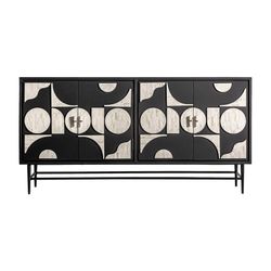 Buffet Athy in legno MDF nero, 160 x 40 x 80 cm