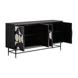 Buffet Athy in legno MDF nero, 160 x 40 x 80 cm