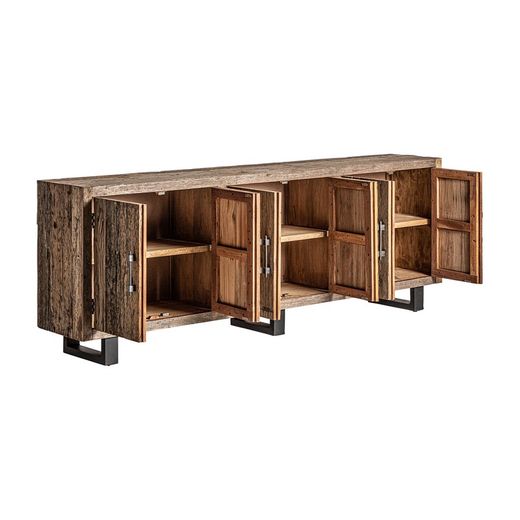 Carrik buffet gemaakt van teruggewonnen hout in naturel, 253 x 46 x 91 cm