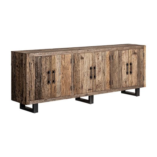 Carrik buffet gemaakt van teruggewonnen hout in naturel, 253 x 46 x 91 cm