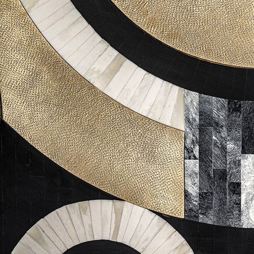 Buffet Daru de madera en negro/blanco/oro, 180 x 40 x 81 cm