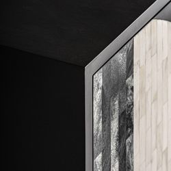 Buffet Daru de madera en negro/blanco/oro, 180 x 40 x 81 cm