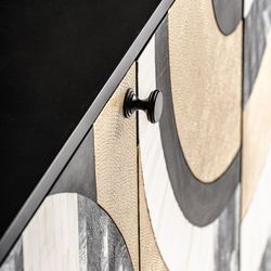 Buffet Daru de madera en negro/blanco/oro, 180 x 40 x 81 cm