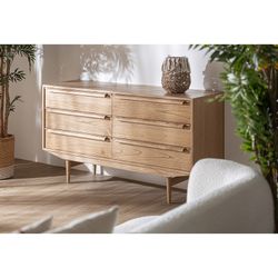 Mindi wood sideboard in natural, 150 x 47 x 82 cm | Nyry