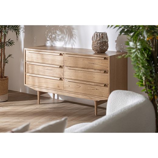 Mindi wood sideboard in natural, 150 x 47 x 82 cm | Nyry