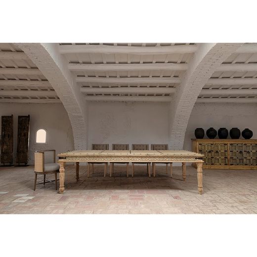 Sirigere buffetkast van mangohout in naturel, 219 x 59 x 102 cm