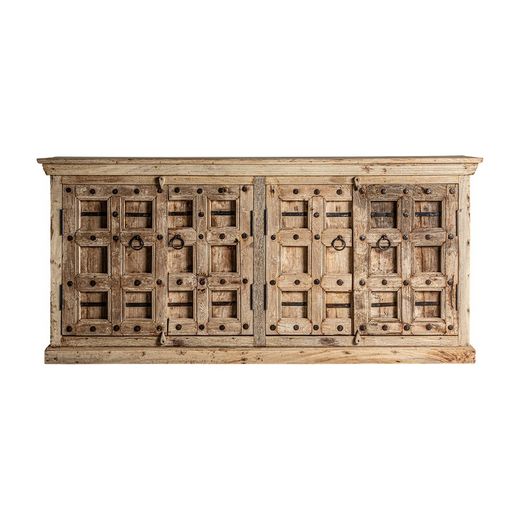 Sirigere buffetkast van mangohout in naturel, 219 x 59 x 102 cm