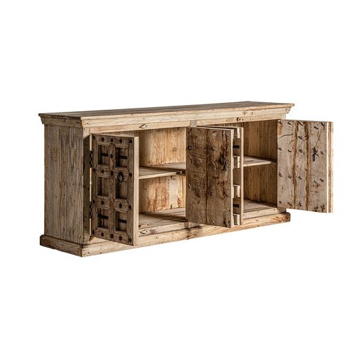Sirigere buffetkast van mangohout in naturel, 219 x 59 x 102 cm