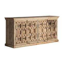 Sirigere buffetkast van mangohout in naturel, 219 x 59 x 102 cm