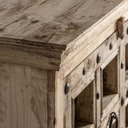 Sirigere buffetkast van mangohout in naturel, 219 x 59 x 102 cm