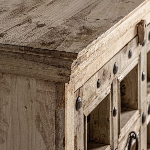 Sirigere buffetkast van mangohout in naturel, 219 x 59 x 102 cm