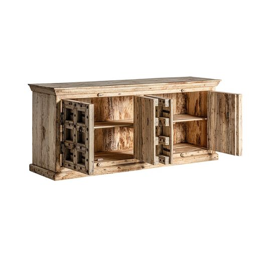 Sirigere buffetkast van mangohout in naturel, 219 x 59 x 102 cm