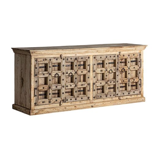 Sirigere buffetkast van mangohout in naturel, 219 x 59 x 102 cm