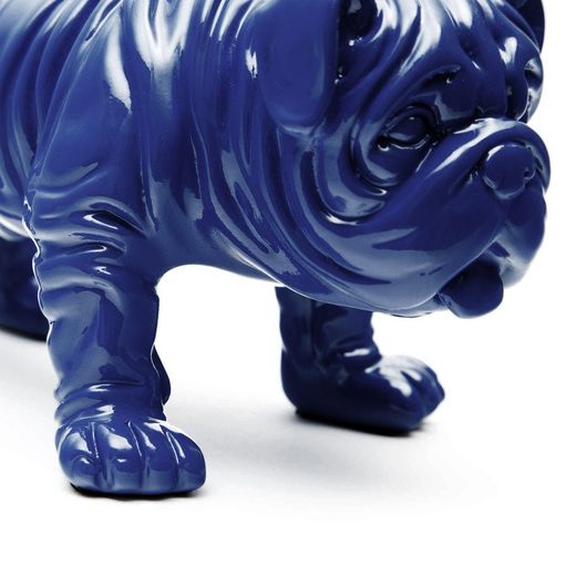Bulldog bleu en polyrésine, 23x14x11 cm
