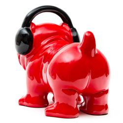 Rote Polyresin DJ Bulldogge, 30x16x22 cm