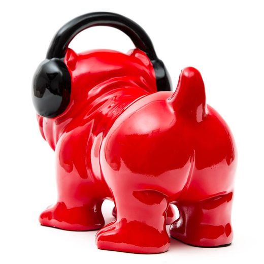 Rote Polyresin DJ Bulldogge, 30x16x22 cm