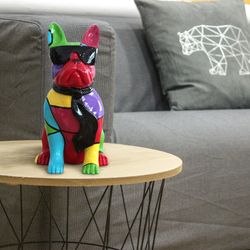 Figura decorativa Bulldog francés guardián poliresina XS 19x27x37 cm | Pierre