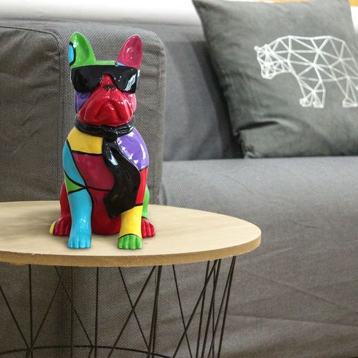 Figura decorativa Bulldog francés guardián poliresina XS 19x27x37 cm | Pierre