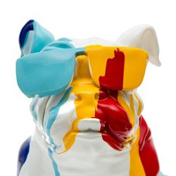 Sitting multicolored polyresin bulldog, 40x23x34 cm
