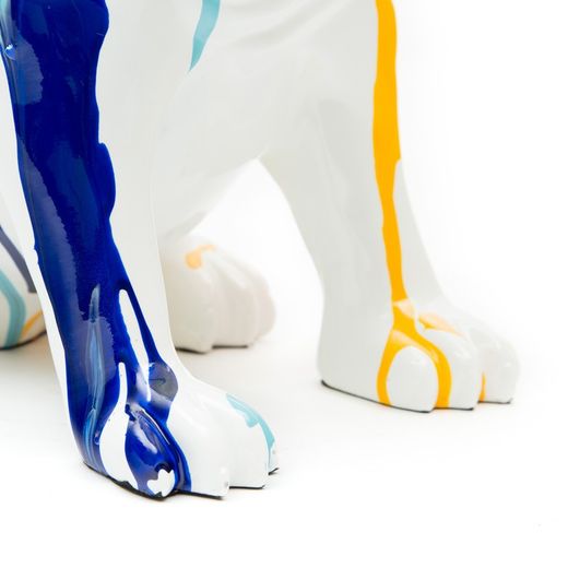 Sitting multicolored polyresin bulldog, 40x23x34 cm