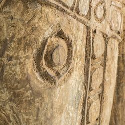 Antik hestebuste i træ, 18x46x90cm