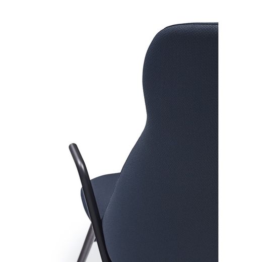 High fabric armchair in dark blue, 83 x 81 x 114 cm | Dins
