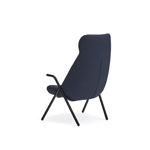 High fabric armchair in dark blue, 83 x 81 x 114 cm | Dins