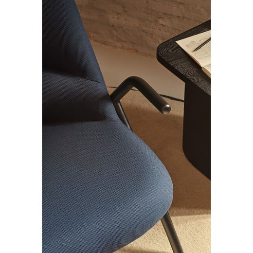 High fabric armchair in dark blue, 83 x 81 x 114 cm | Dins