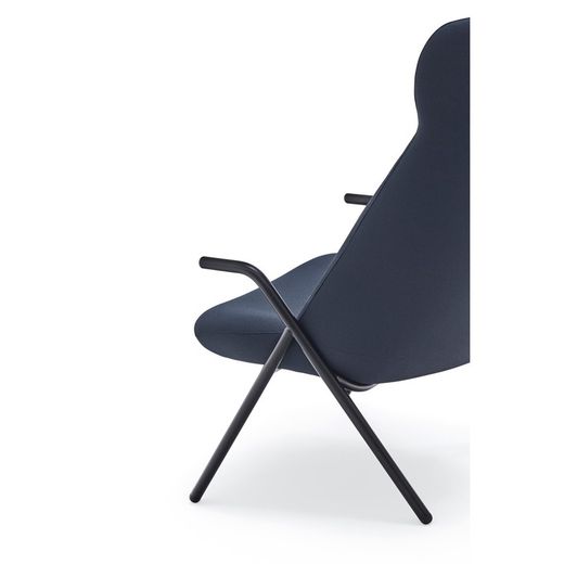 High fabric armchair in dark blue, 83 x 81 x 114 cm | Dins